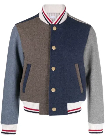 Thom Browne Colour Block Panel Bomber Jacket Med Brown In Black