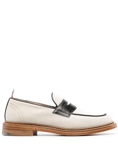 Thom Browne Colour-block Penny Loafers In Brown