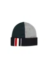 Thom Browne Colour-block Virgin Wool Beanie In Black
