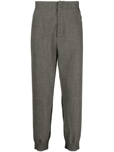 Thom Browne Colour-block Virgin Wool Track Pants In Grey