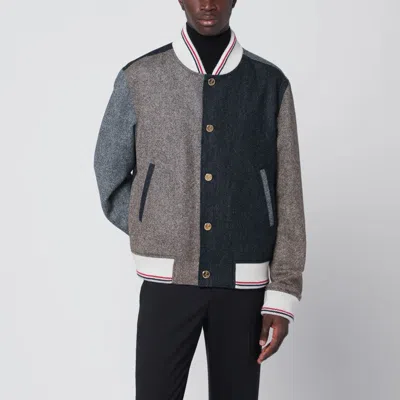 THOM BROWNE COLOUR-BLOCK WOOL BOMBER JACKET