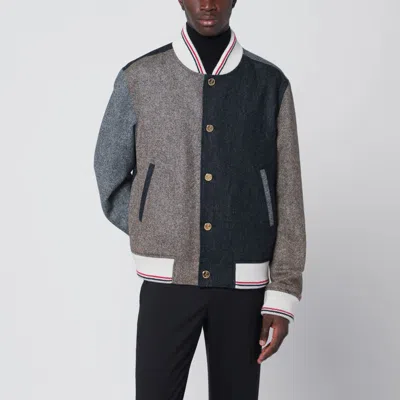 Thom Browne Colour-block Wool Bomber Jacket In Multi