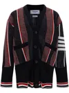 Thom Browne Man Cardigan Black Size 5 Merino Wool In 黑色