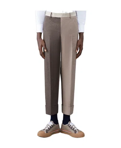 Thom Browne Colour-block Wool Trousers In Black