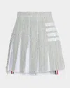 Thom Browne Combo Pleated 4-bar Tweed Mini Skirt In Gray