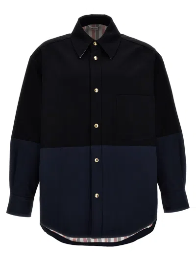 Thom Browne Two-tone Cotton-gabardine Jacket In Navy