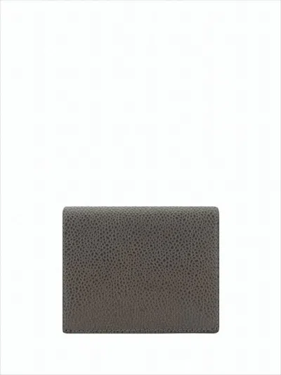 Thom Browne Compact Bifold Wallet In Textured Cowhide Leather In Green