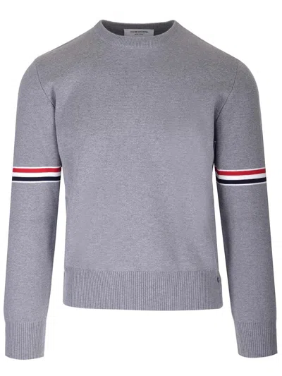 THOM BROWNE COMPACT COTTON KNIT SWEATER KNITWEAR GREY