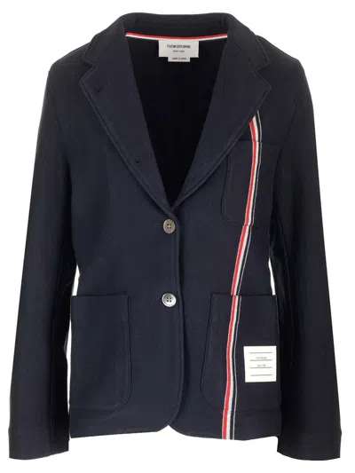 THOM BROWNE COMPACT KNIT BLAZER JACKETS BLUE