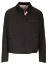 Thom Browne Rwb Stripe Zip-up Padded Jacket In Black