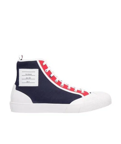 Thom Browne Contrast-panel High-top Sneakers In White