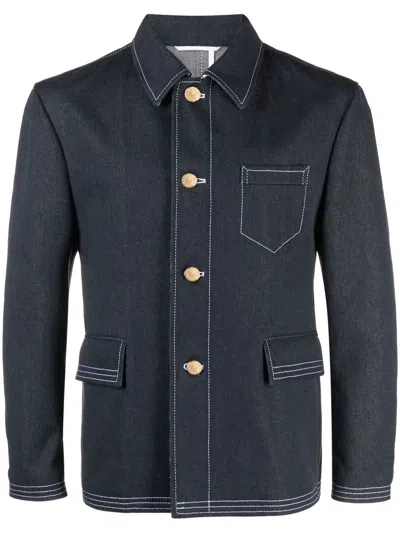 Thom Browne Contrast-stitch Denim Jacket In Blue