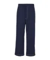 Thom Browne Blue Straight Pants With Contrasting Stitching In Fabric Man In Black