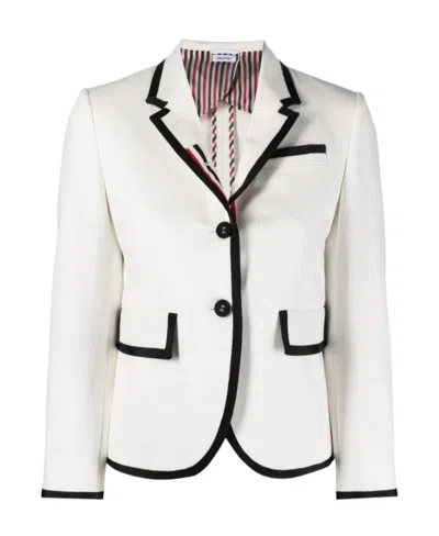 Thom Browne Contrast-trim Blazer In White