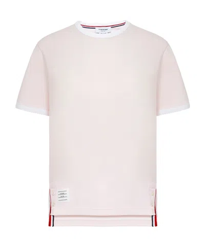 Thom Browne Contrast Trim Cotton T-shirt In White