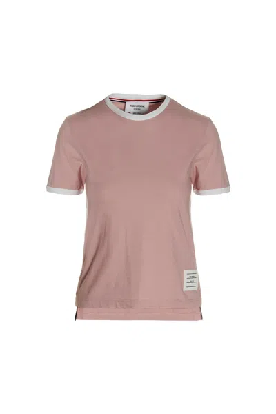 Thom Browne Contrast-trim T-shirt In Pink