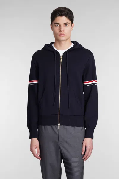 Thom Browne Contrasting Bands Hoodie In Blue