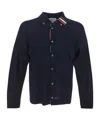 Thom Browne Contrasting Stripe-trim Knit Cardigan In Blue