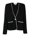 Thom Browne Contrasting-trim Collarless Jacket In Black