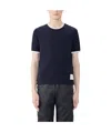 Thom Browne Mens Navy Ringer Brand-patch Stretch-wool T-shirt In Black