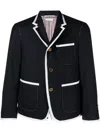 Thom Browne Contrasting-trim Single-breasted Blazer In Blue