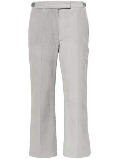 Thom Browne Corduroy Cotton Cropped Trousers In Grey