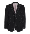 Thom Browne Corduroy Hector Embroidered Jacket In Black