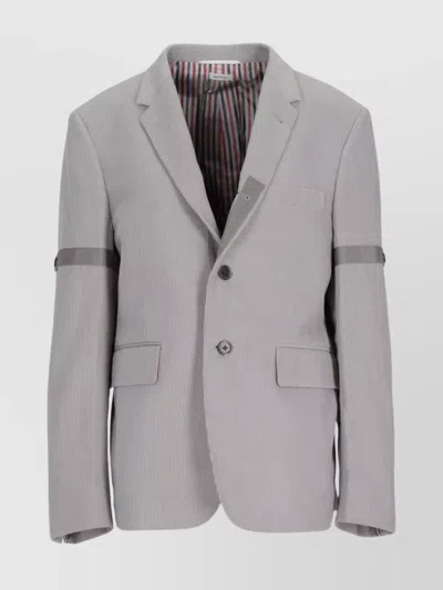 Thom Browne Corduroy Jacket With Chest Pocket And Flap Pockets In Gray