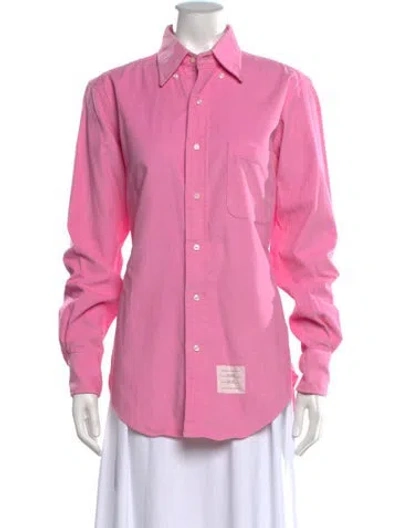 Pre-owned Thom Browne Corduroy Long Sleeve Button-up Top In Pink