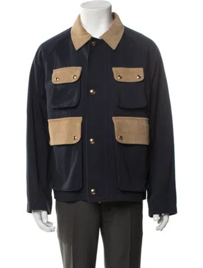 Pre-owned Thom Browne Corduroy Paneled Fisherman Utility Jacket In Blue