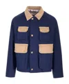 Thom Browne Thom Brown Contrasted Corduroy Cropped Coat In Blue