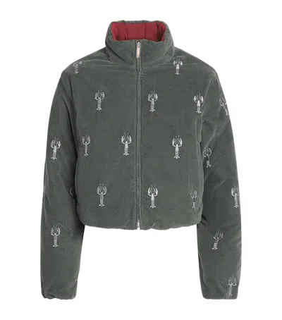 Thom Browne Corduroy Reversible Down Jacket In Gray
