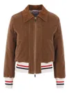 Thom Browne Corduroy Ribbed-trim Jacket In Brown