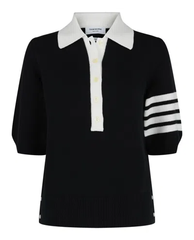 Thom Browne Cotton 4-bar Hector Polo In Blue