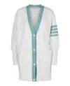 Thom Browne Cotton 4-bar Oversized V-neck Cardigan In White