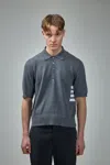 Thom Browne Cotton 4 Bar Relaxed Fit Polo In Gray