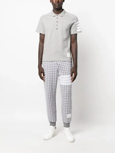 Thom Browne Cotton 4-bar Short Sleeve Polo Men In Gray