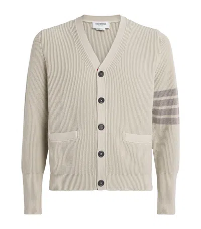Thom Browne Cotton 4-bar Cardigan In Beige