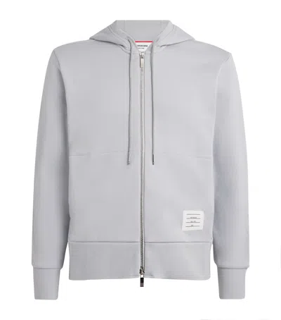 Thom Browne Cotton 4-bar Zip-up Hoodie In Grey