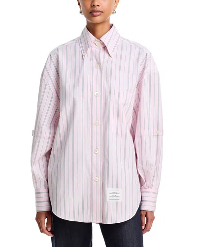 Thom Browne Cotton Armbands Striped Shirt In Purple