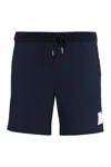 Thom Browne Embroidered Cotton Track Shorts In Blue