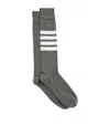 Thom Browne Cotton-blend 4-bar Over-the-calf Socks In Grey