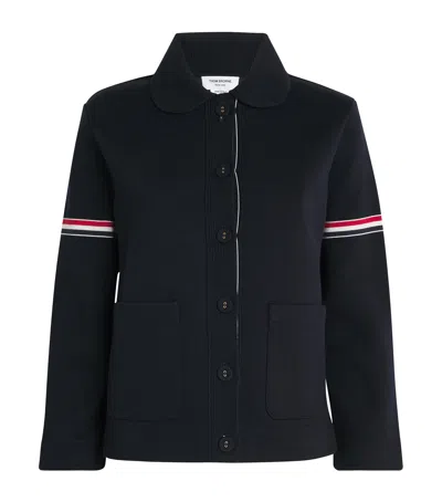 Thom Browne Cotton-blend Collared Jacket In 海军蓝