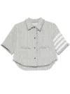 Thom Browne Shirt Cotton Blend Frayed Edges In Gray