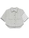 Thom Browne Shirt Cotton Blend Frayed Edges In Animal Print