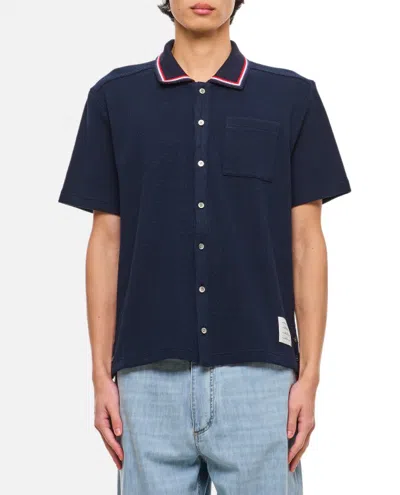 Thom Browne Ss Button Down Shirt In Blue
