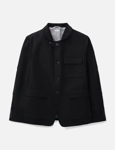 Thom Browne Cotton Canvas Fisherman Shawl Sportcoat In Black