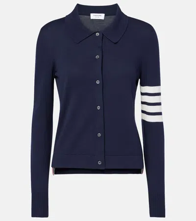 Thom Browne Cotton Cardigan In Blue