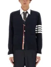 Thom Browne Sustainable Merino Classic Cardigan Sweater In Blue