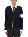 Thom Browne Sustainable Merino Classic Cardigan Sweater In Blue